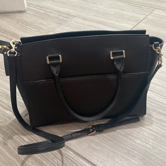 Kate Spade black leather purse with top handle and long strap - Picture 4 of 7